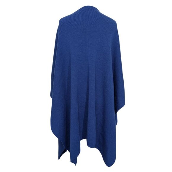 Mama Pacha Baby Alpaca Poncho Womens One Size Blue Peruvian Open Cardigan Wrap - Picture 4 of 5